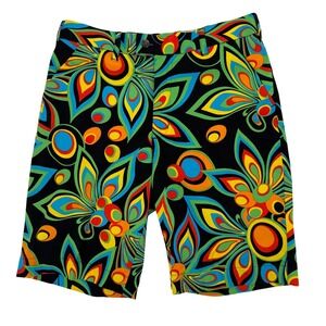 Loudmouth Psychedelic Floral Shorts Mens 33 Multicolor Excellent Retro 60s 70s